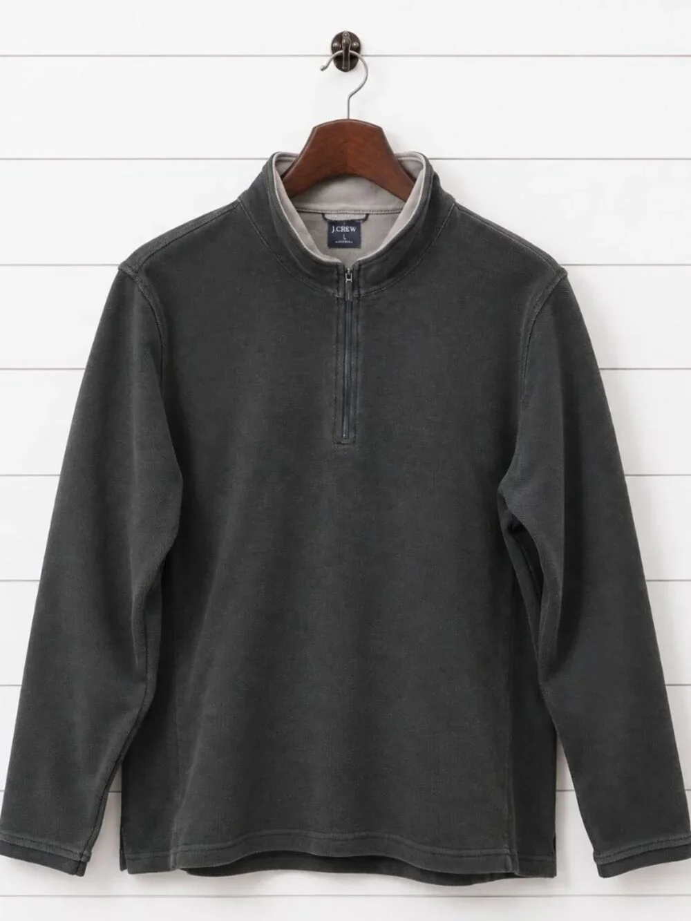 J.Crew Men’s Performance Quarter Zip Pullover Large Black COOLMAX UPF 50+